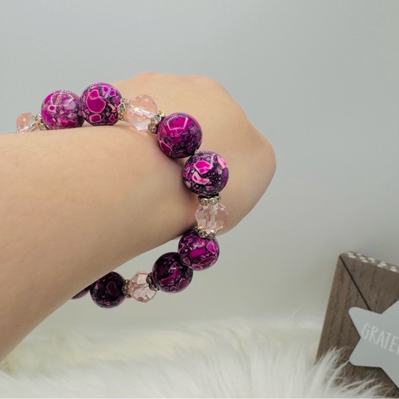Colorful Beaded Glass Fashion Statement Stackable Bracelet Style 1 - Picture 5 of 6